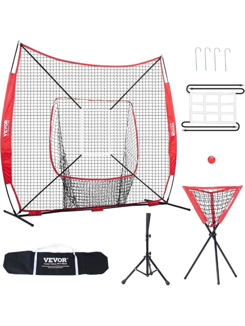Portable Softball & Baseball Practice Net - Hitting, Batting, Pitching Aid with
